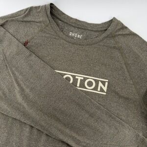 Rhone x Peloton Mens XL Long Sleeve Training Shirt Heathered Olive Green Logo